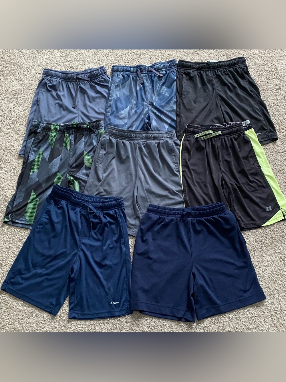 Lot of 8 Pairs of Boys Athletic Performance Shorts Size Large (10-12) UFC